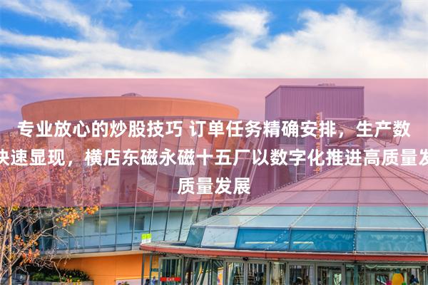 专业放心的炒股技巧 订单任务精确安排，生产数据快速显现，横店东磁永磁十五厂以数字化推进高质量发展